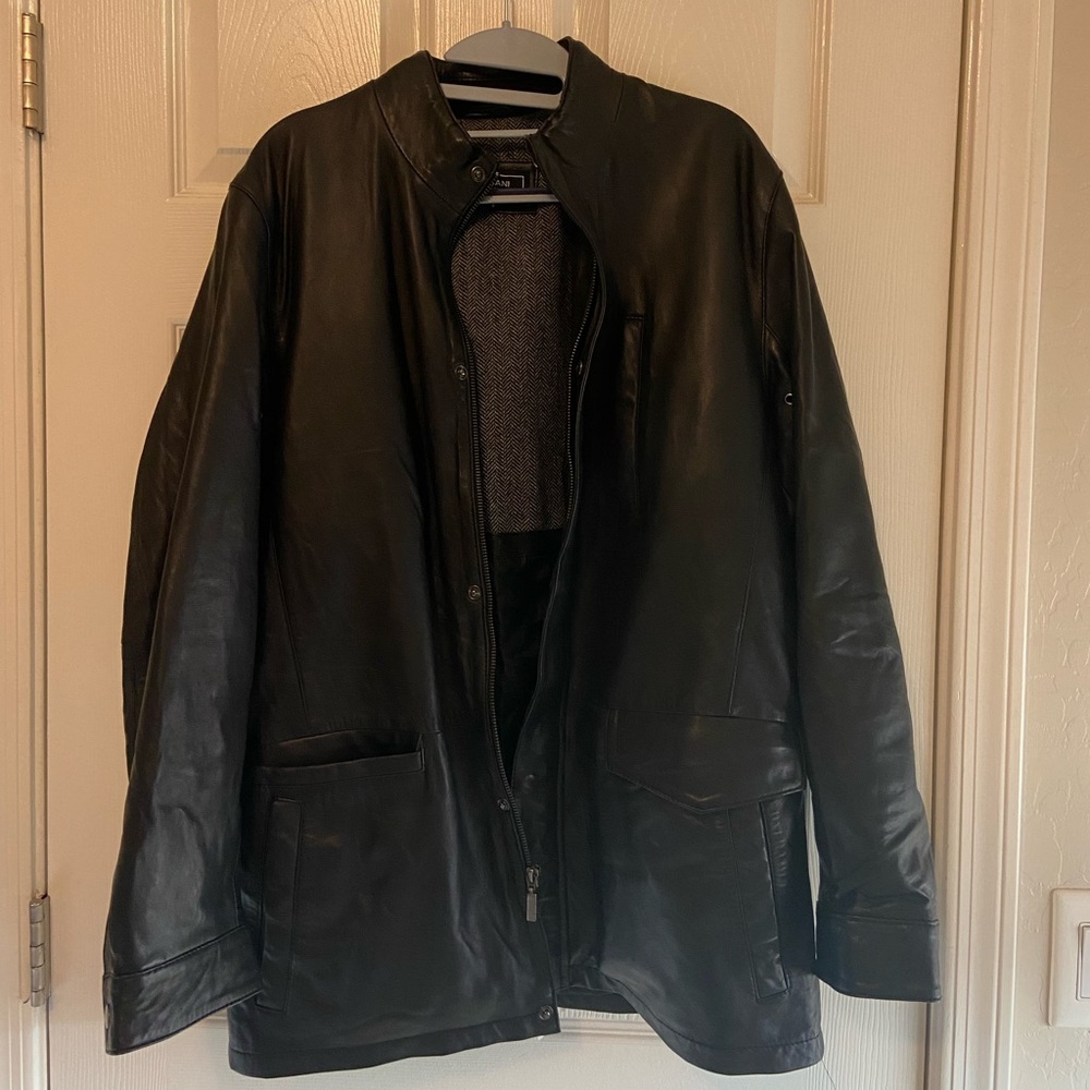 MISSANI Black Leather Jacket Mens